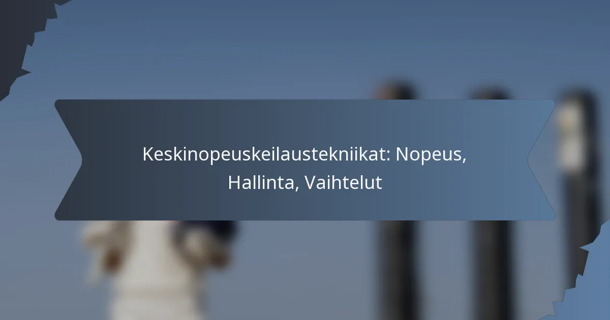 Keskinopeuskeilaustekniikat: Nopeus, Hallinta, Vaihtelut