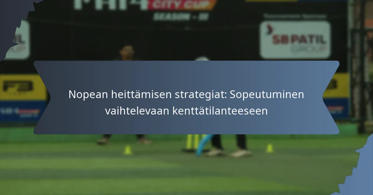 Nopean heittämisen strategiat: Sopeutuminen vaihtelevaan kenttätilanteeseen