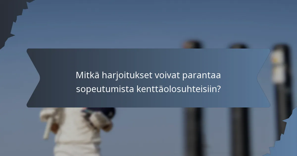 Mitkä harjoitukset voivat parantaa sopeutumista kenttäolosuhteisiin?