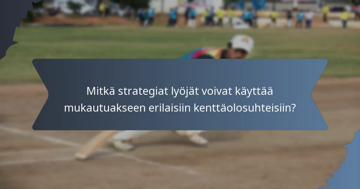 Mitkä strategiat lyöjät voivat käyttää mukautuakseen erilaisiin kenttäolosuhteisiin?