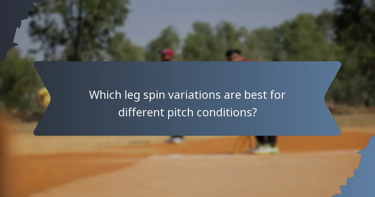Which leg spin variations are best for different pitch conditions?